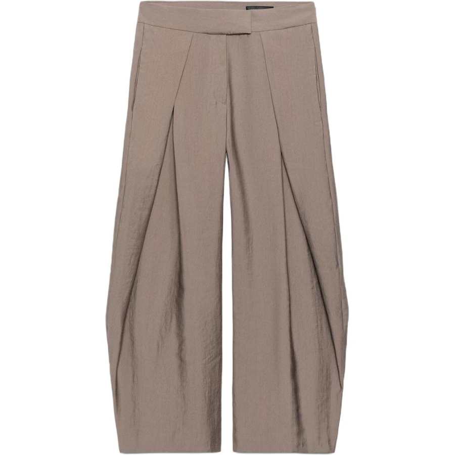 ZARA ZW Casual Pants Women's Brown/Dark Taupe Moderate Wide Leg Pants