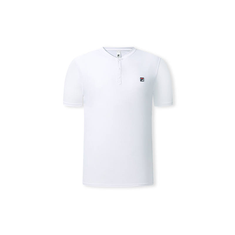 FILA T Shirts Men's Jade White Henry Collar Moderate Straight Fit