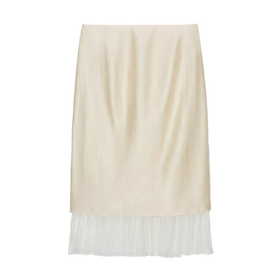 ZARA ZW Casual Long Skirts Women's White Moderate
