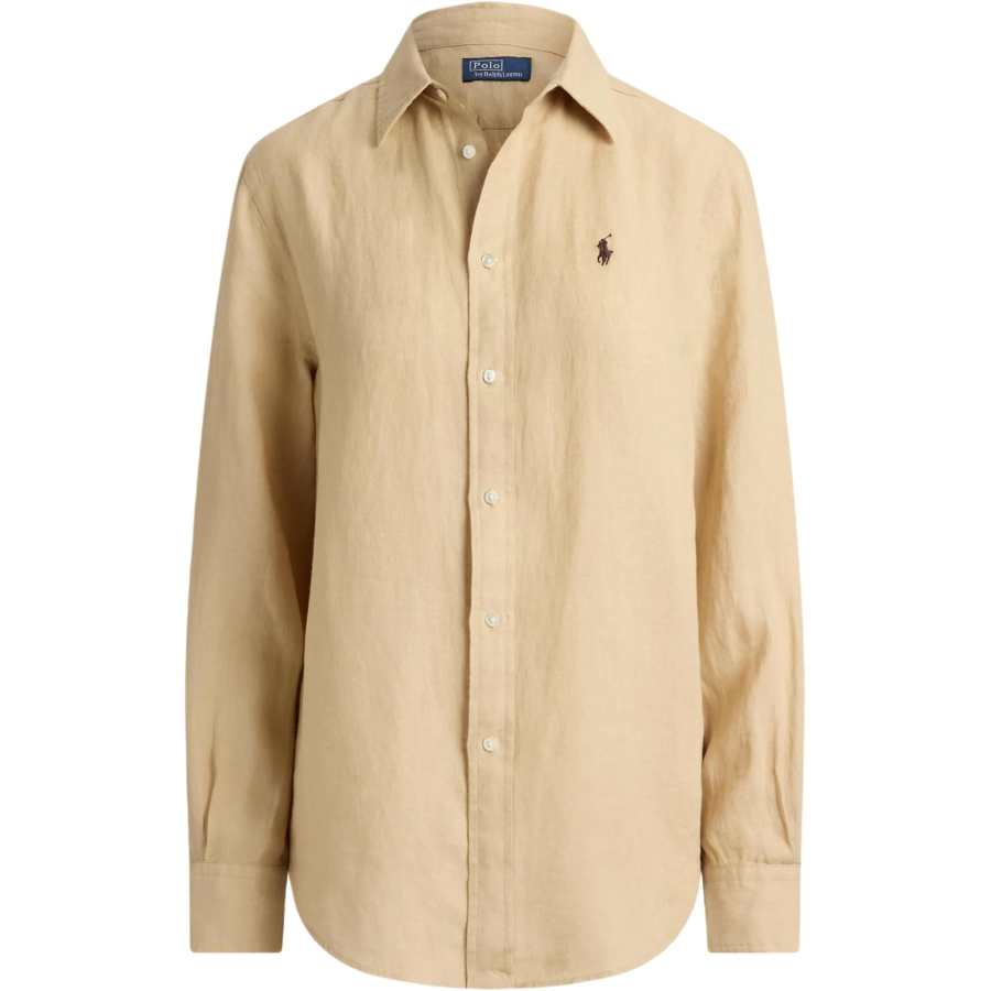 Polo Ralph Lauren Shirts Women's Light Brown Lapel Moderate Straight Fit