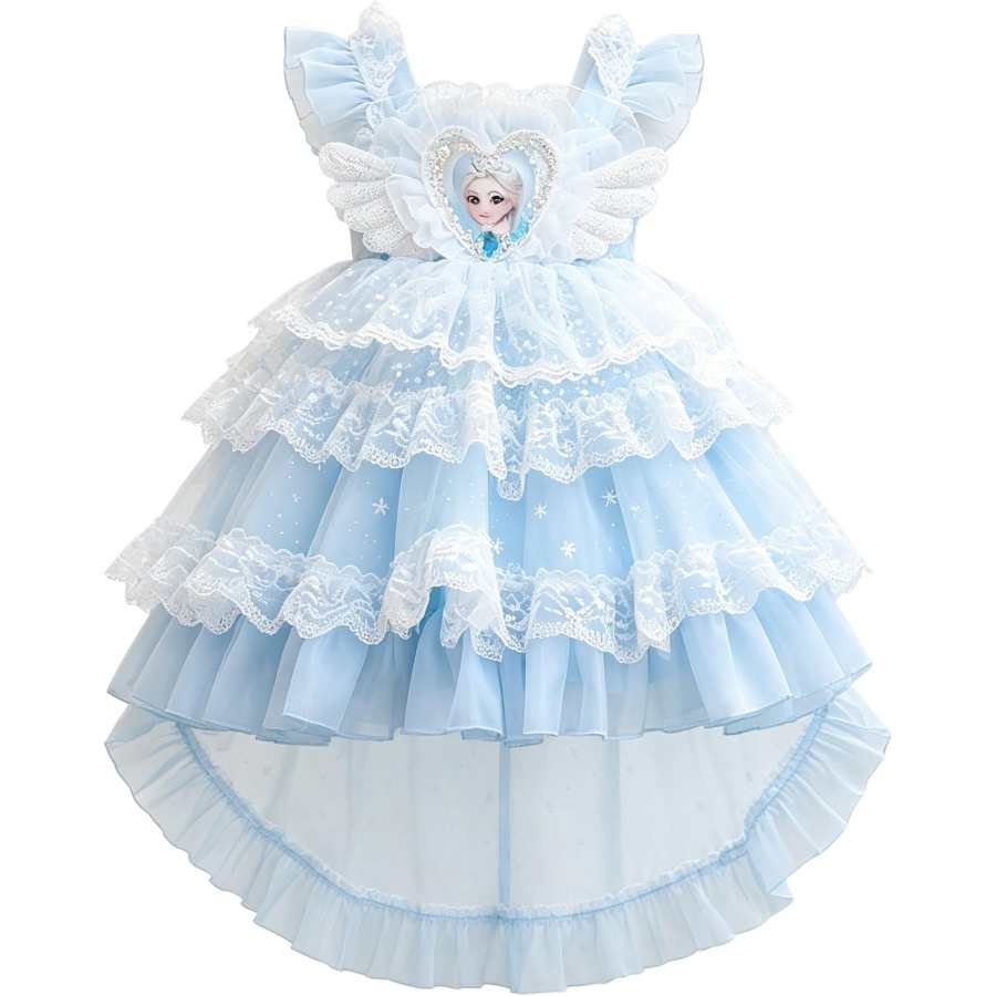 Disney Pre School Dresses Square Collar Thin Short Skirt Non Stretch