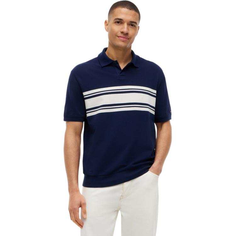 Tommy Hilfiger Polo Shirts Men's Navy Blue DCC Lapel Moderate Other