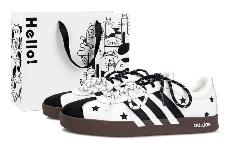 Adidas Adidas VL COURT 2.0 Skateboard Shoes Unisex Low Top Black/White/Brown