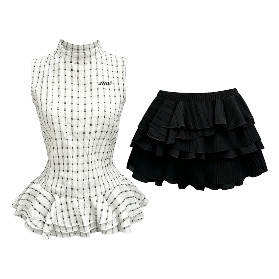 MostwantedLab Two Piece Skirt Sets Women's Thin Short Skirt