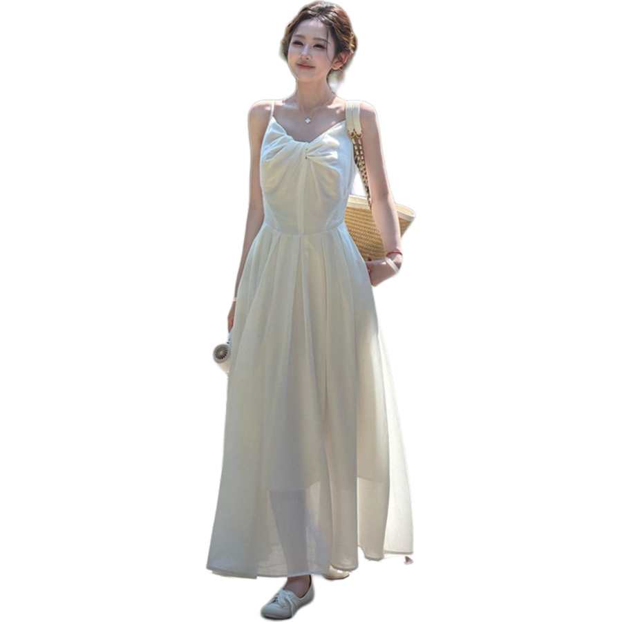 JBBCN Slip Dresses Women's White Thin Long Skirt A Line Skirt