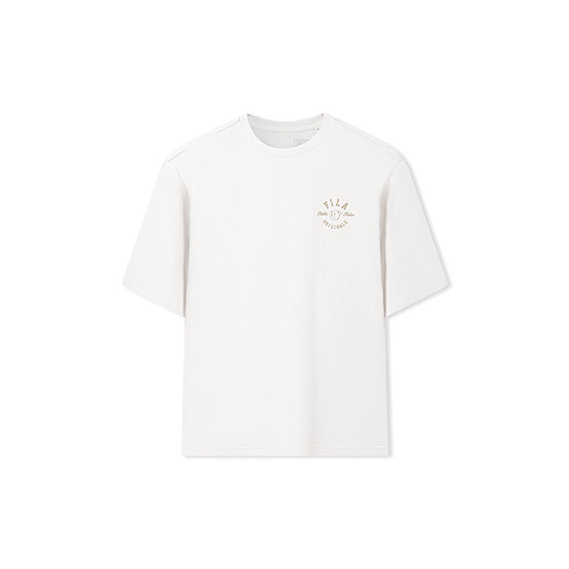 FILA ORIGINALE T Shirts Men's Cloud White Crew Neck Moderate Straight Fit