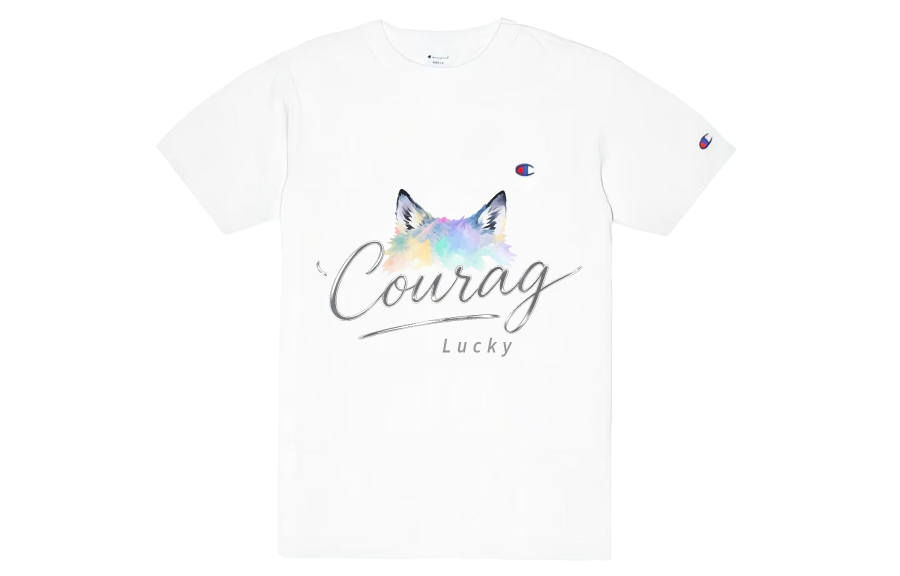 Champion T Shirts Unisex White Blue Crew Neck Moderate