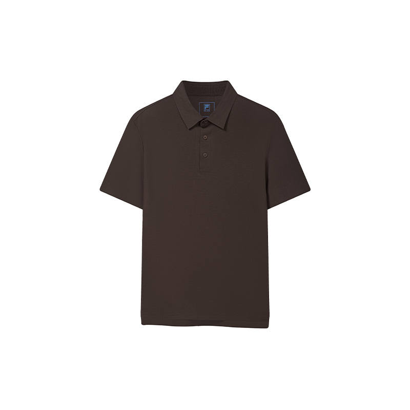 FILA BLUE Polo Shirts Men's Bitter Coffee Umber Polo Collar Moderate Straight Fit