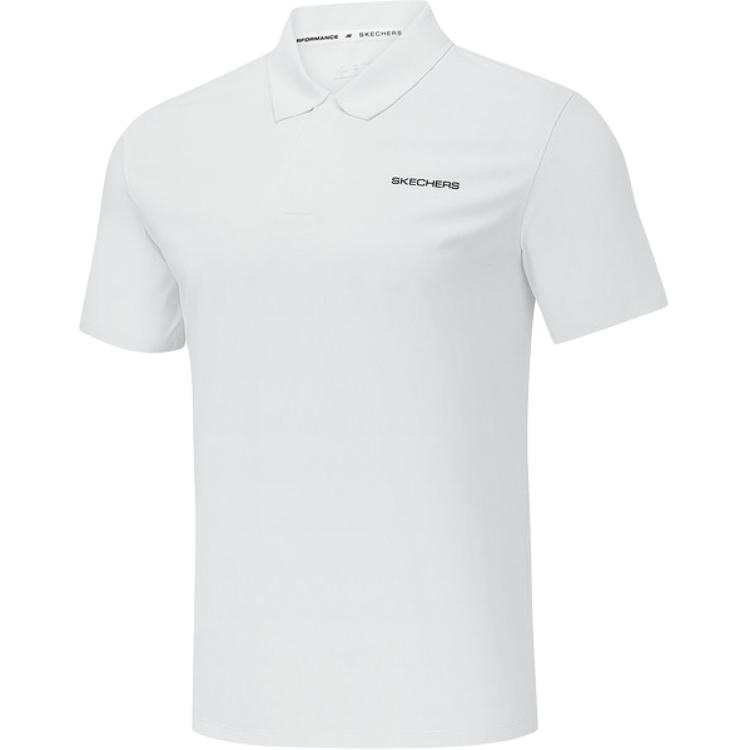 Skechers Polo Shirts Men's White Polo Collar Moderate Straight Fit