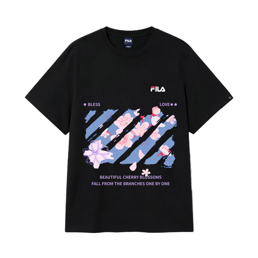 FILA T Shirts Unisex Black Crew Neck Moderate