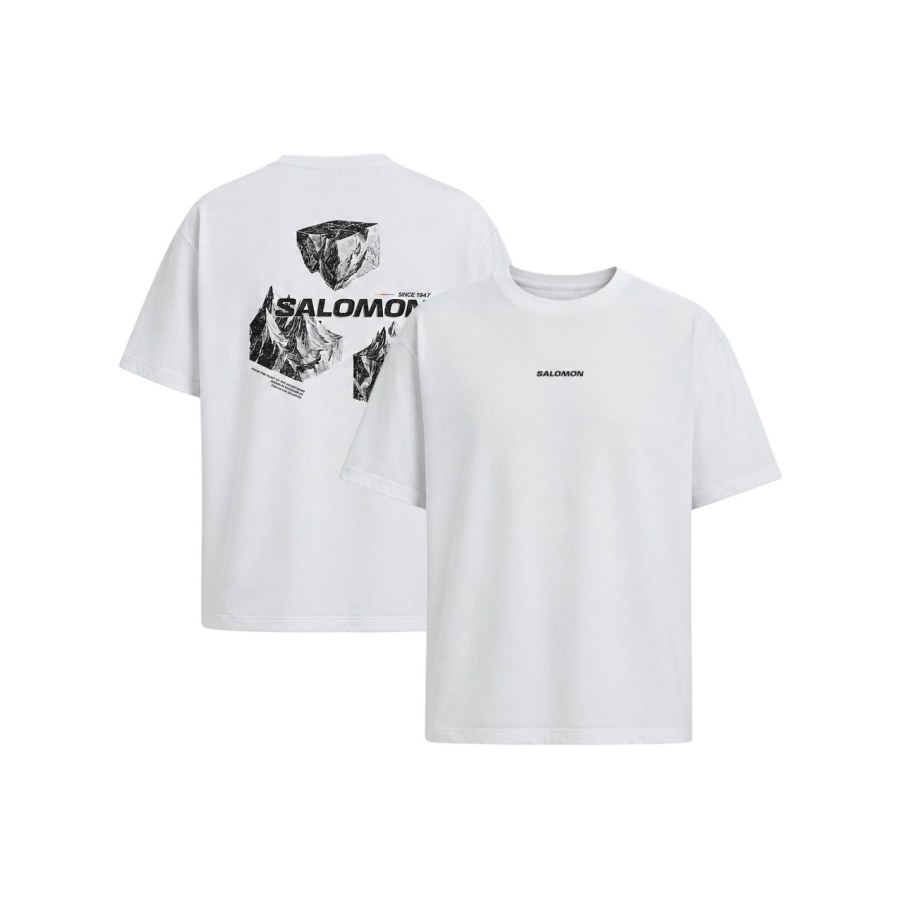 SALOMON T Shirts Men's Clear White Crew Neck Moderate