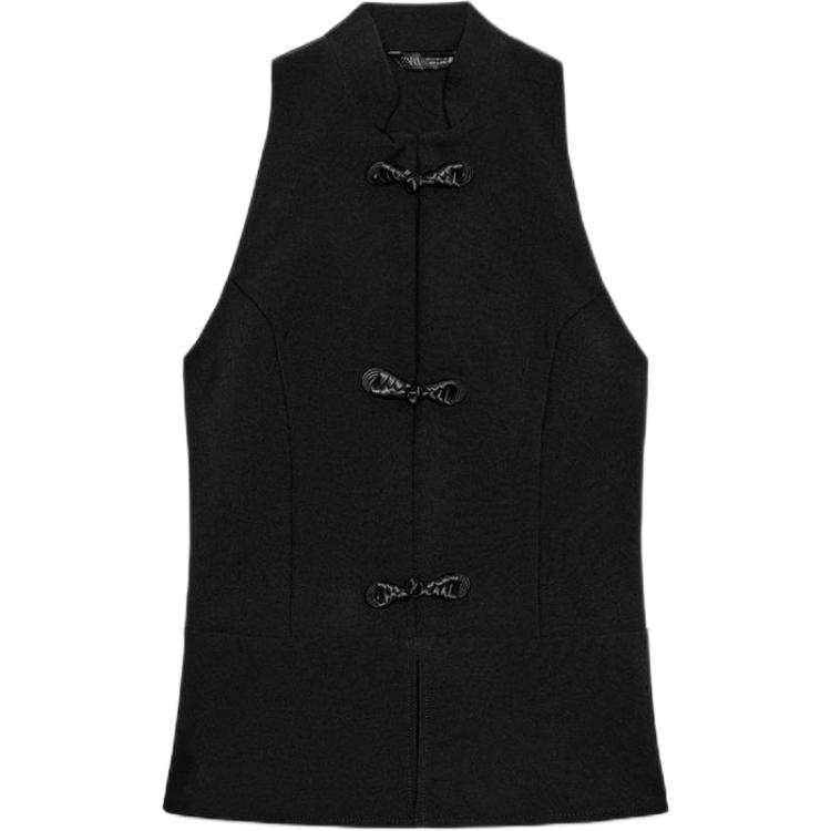 ZARA Tank Tops Women's Black Stand Collar Other
