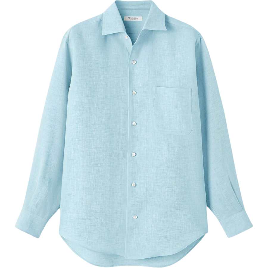 Loro Piana Shirts Women's Ice Blue Lapel Moderate Other