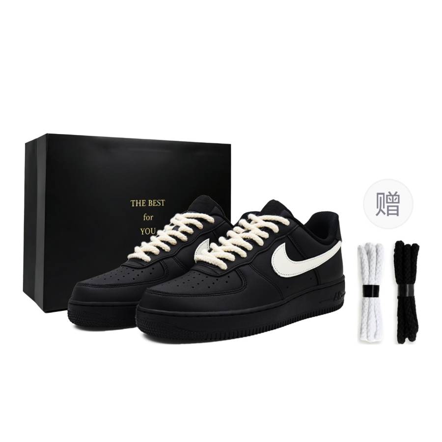 Nike Nike Air Force 1 Slip Resistant Abrasion Resistant Low top Skateboard Shoes Unisex Black White