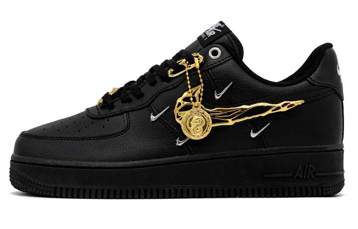 Nike Nike Air Force 1 Skateboard Shoes Women's Low Top Black/Gold