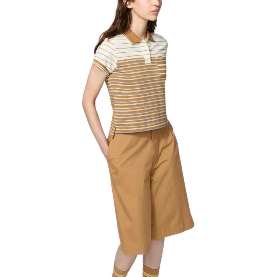 UNIQLO Francesco Risso Polo Shirts Women's Camel Lapel