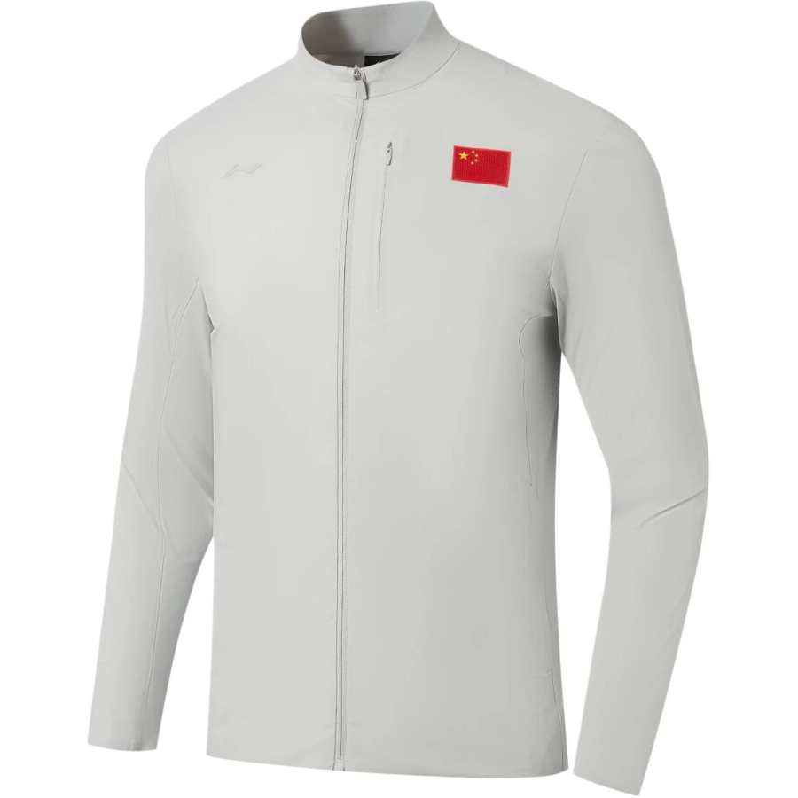 Li-Ning Li Ning Qingmu Jackets Men's Crystal Gray Peter Pan Collar Moderate Straight Fit