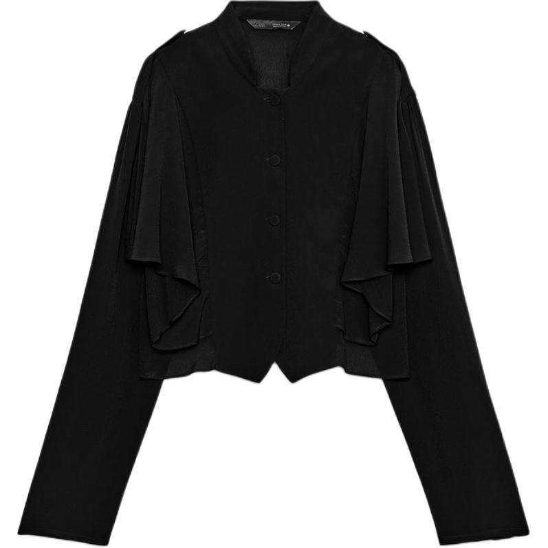 ZARA ZW Shirts Women's Black Stand Collar