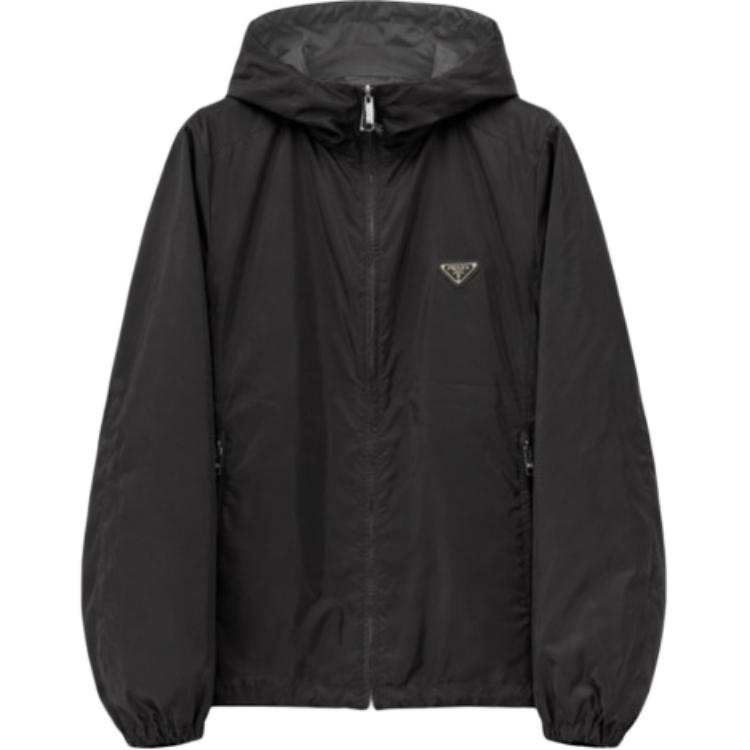 PRADA PRADA Puffer Jackets Men's Black Hooded Non Detachable Moderate