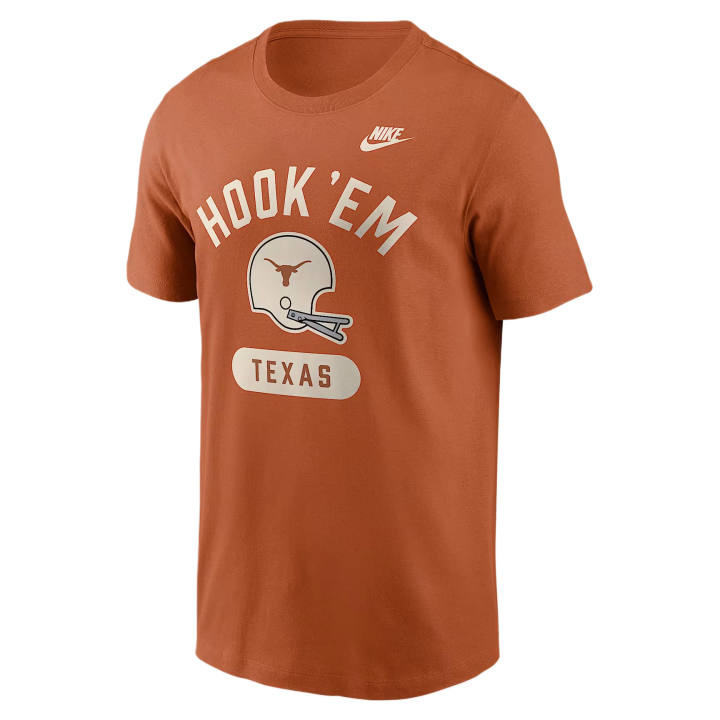 Nike Nike College T Shirts Men's Burnt Orange/White/White Crew Neck Moderate