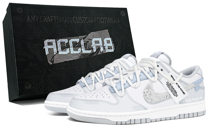 Nike Nike Dunk Skateboard Shoes Unisex Low Top White/Blue/Gray