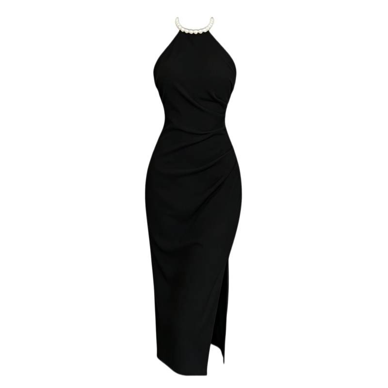 CPAURA Sleeveless Dresses Women's Halter Moderate Long Skirt A Line Skirt