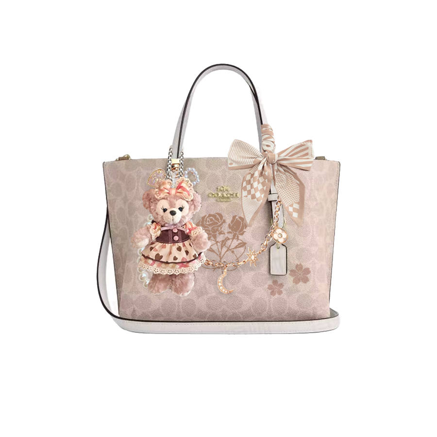 COACH Mollie Coated Canvas Handbag Regular Women's Sand & Chalk