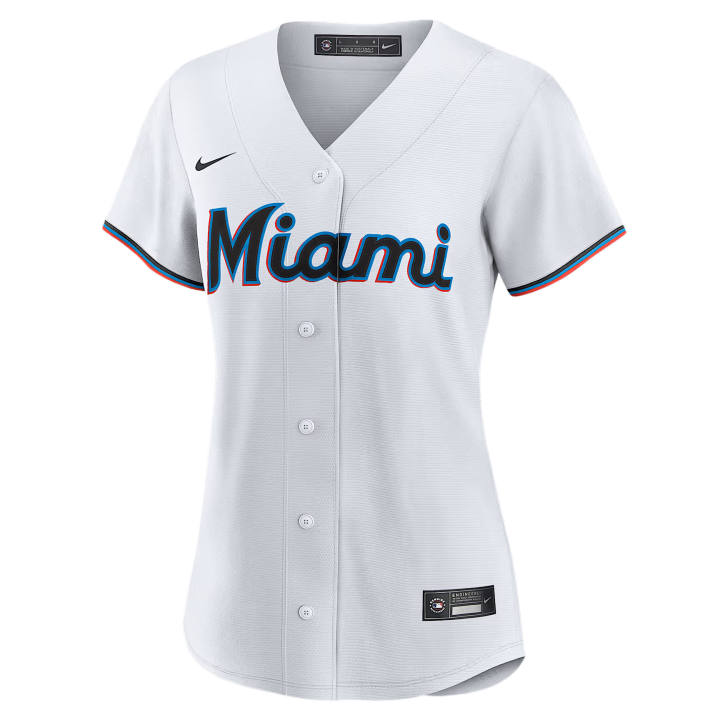 Nike Nike Miami Marlins Sportswear Women's White V Neck Moderate