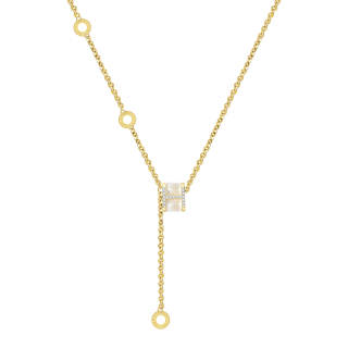KEYS VIA Rhinestone Copper Alloy, Glass Cat's Eye Collarbone Chain Pendant Necklace Women's