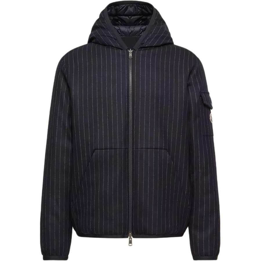 Moncler FW26 Down Jackets Men's Dark Blue Hooded Non Detachable Moderate