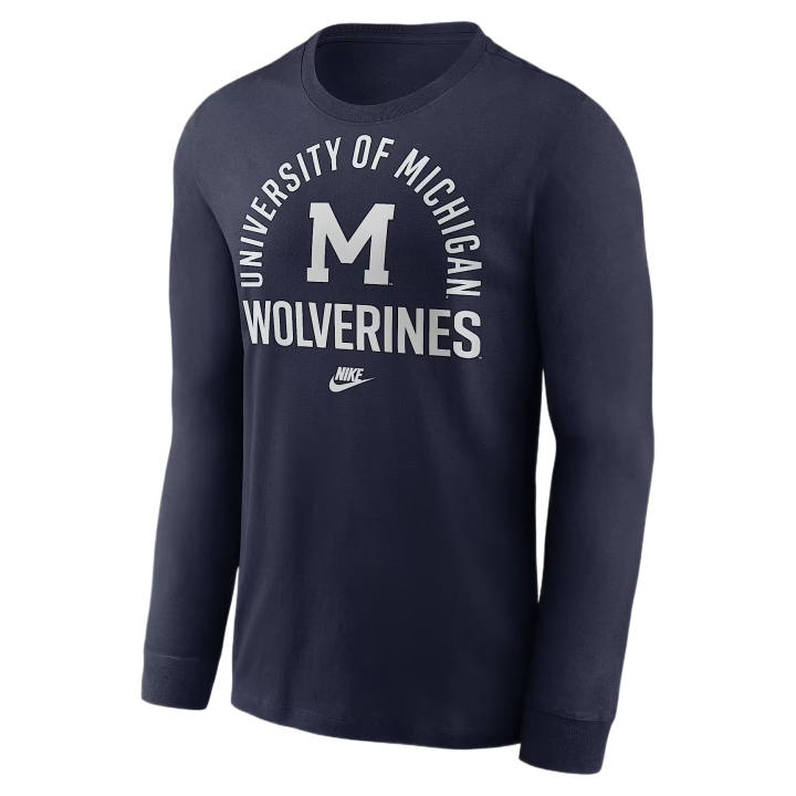 Nike Nike Michigan T Shirts Men's Marine Blue Crew Neck Moderate