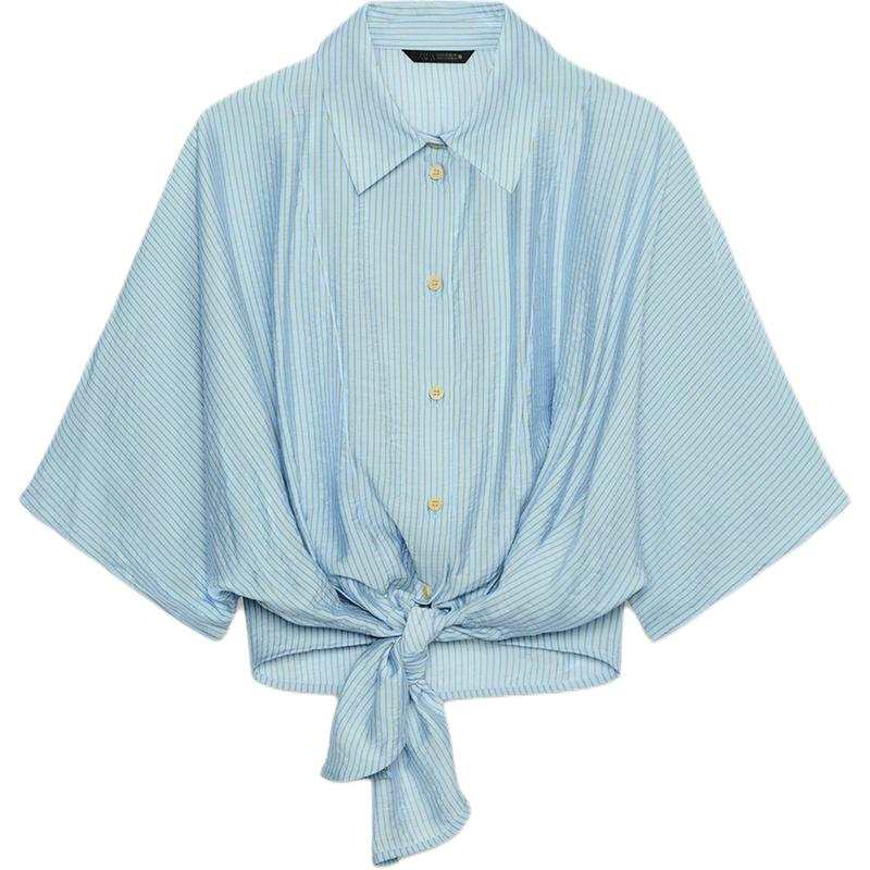 ZARA Shirts Women's Light Blue Lapel