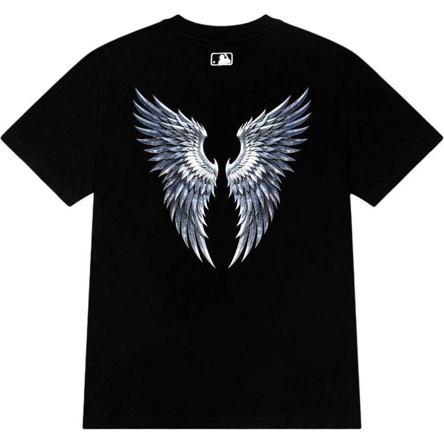MLB New York Yankees T Shirts Unisex Black Silver Crew Neck Moderate