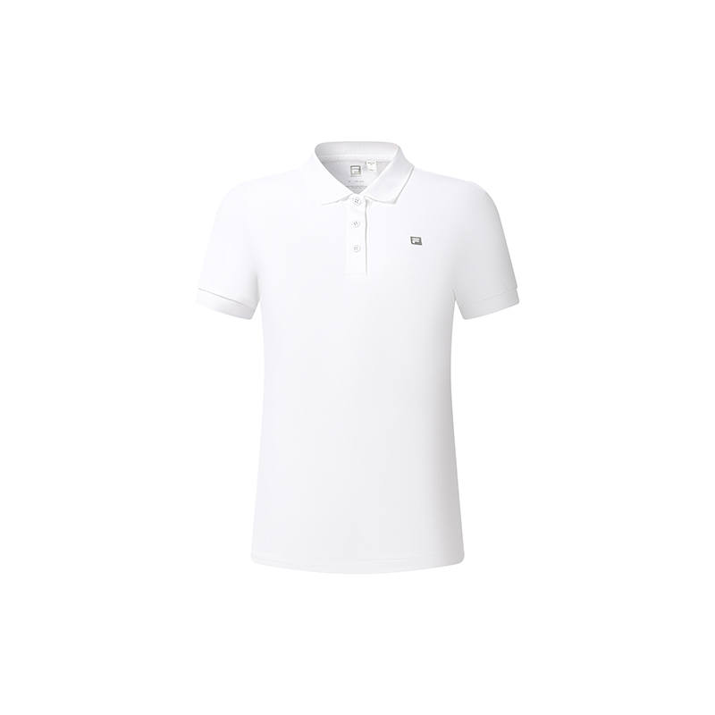FILA Fitness Polo Shirts Women's Bright White Polo Collar Moderate Straight Fit
