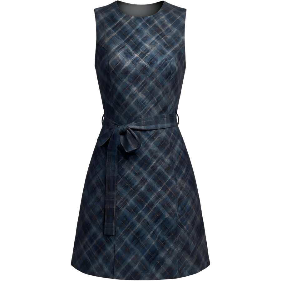 CHARM GLOW Sleeveless Dresses Women's Navy Blue Crew Neck Thin Midi Skirt A Line Skirt