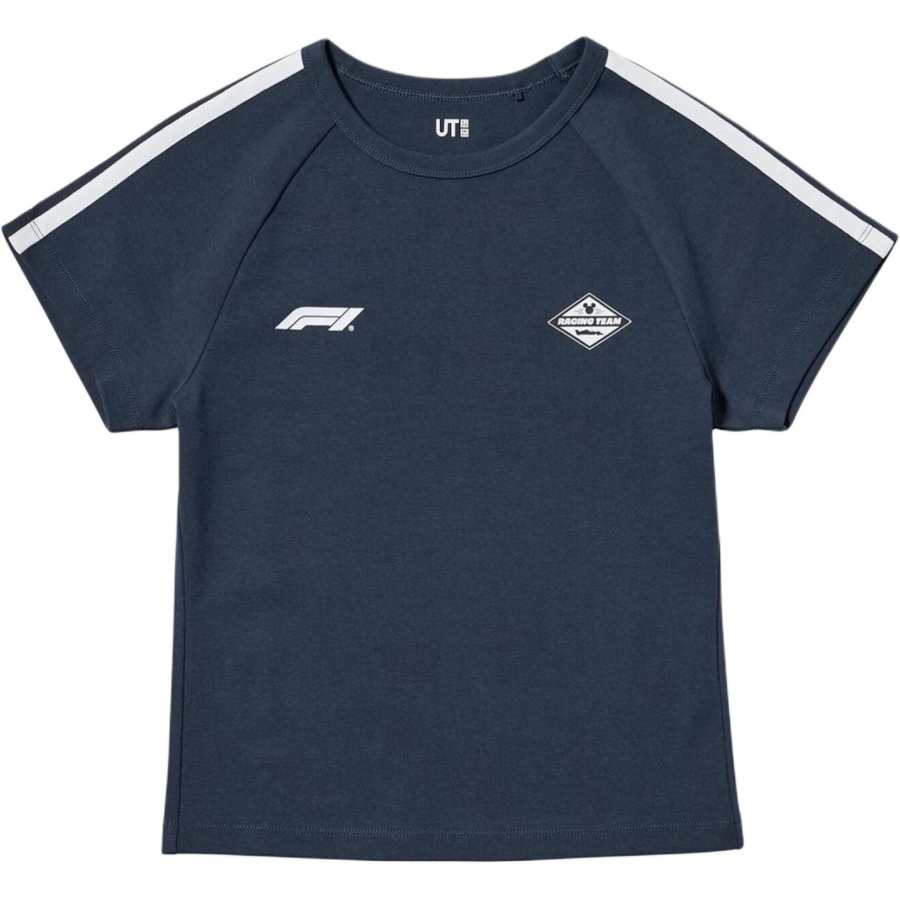 UNIQLO X Formula 1 T Shirts Women's Navy Blue Crew Neck Moderate
