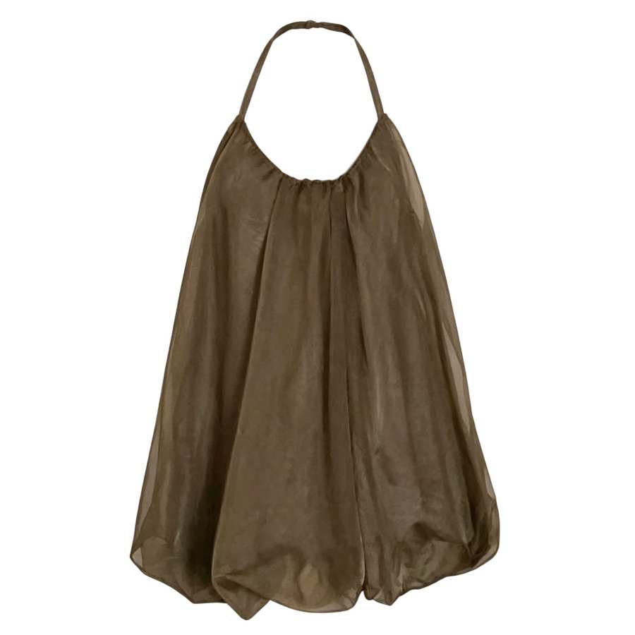 Sugarfunk Slip Dresses Women's Coffee Thin Short Skirt Puffy Skirt