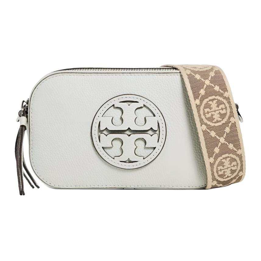 TORY BURCH Miller Cow Leather Camera Bag, Shoulder Bag, Crossbody Bag Mini Unisex Gray Green