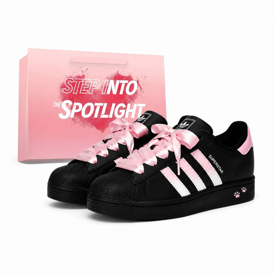 Adidas Originals Superstar 2 Skateboard Shoes Unisex Low Top Black Pink