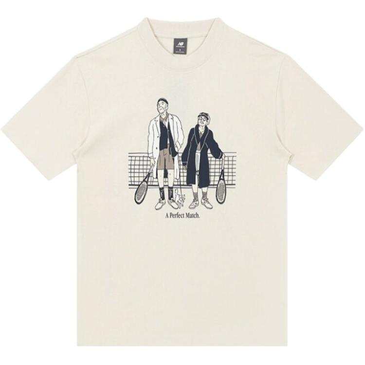 New Balance New Balance T Shirts Unisex Ecru Crew Neck Moderate