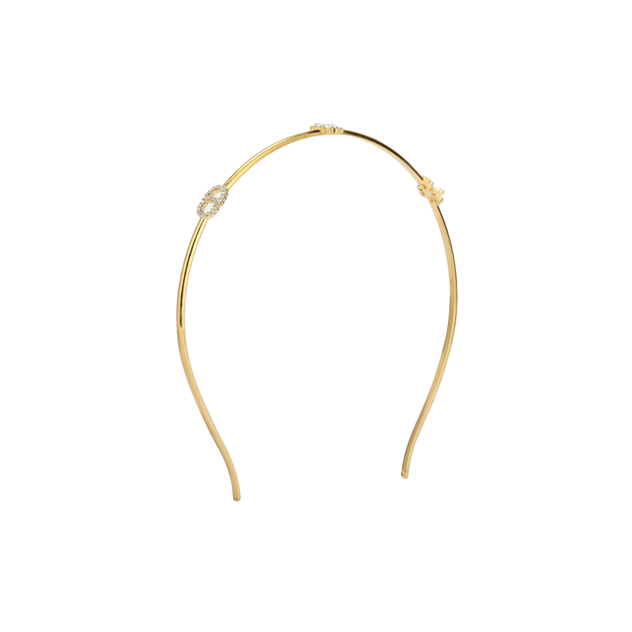 DIOR DIOR Crystal Metal Headbands Women's Gold