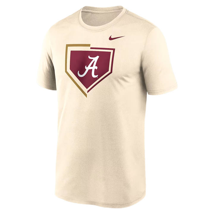 Nike Nike Dri Fit College T Shirts Men's Natural/Team Dark Red Crew Neck Moderate