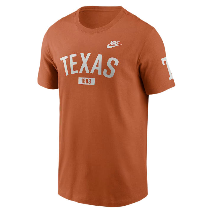 Nike Nike College T Shirts Men's Burnt Orange Crew Neck Moderate