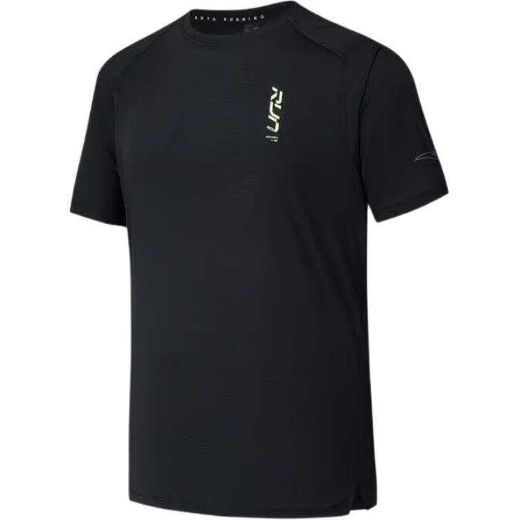 ANTA Running Collection T Shirts Men's Black Crew Neck Moderate Straight Fit