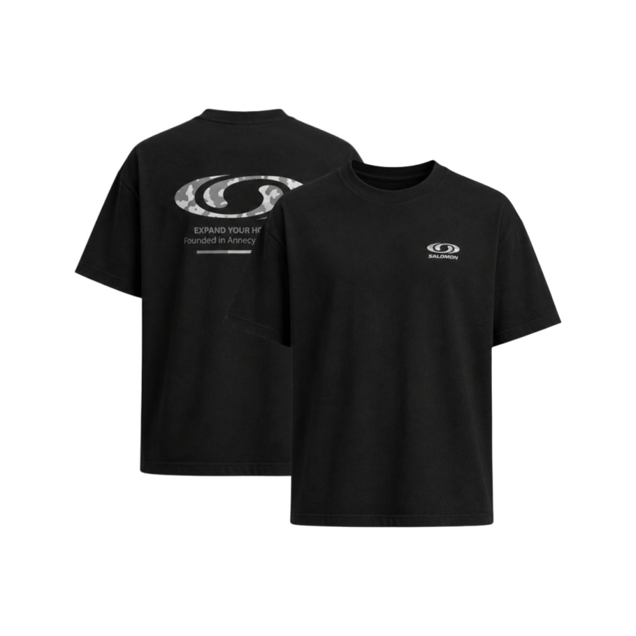 SALOMON T Shirts Men's Black Crew Neck Moderate