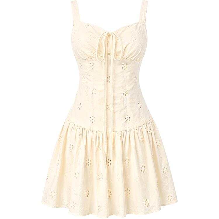 CHARM GLOW Slip Dresses Women's Light Yellow Thin Short Skirt A Line Skirt