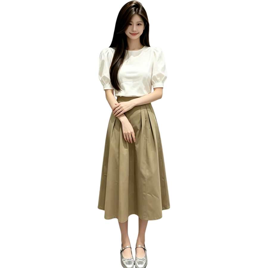 JBBCN Two Piece Skirt Sets Women's Crew Neck Moderate Midi Skirt