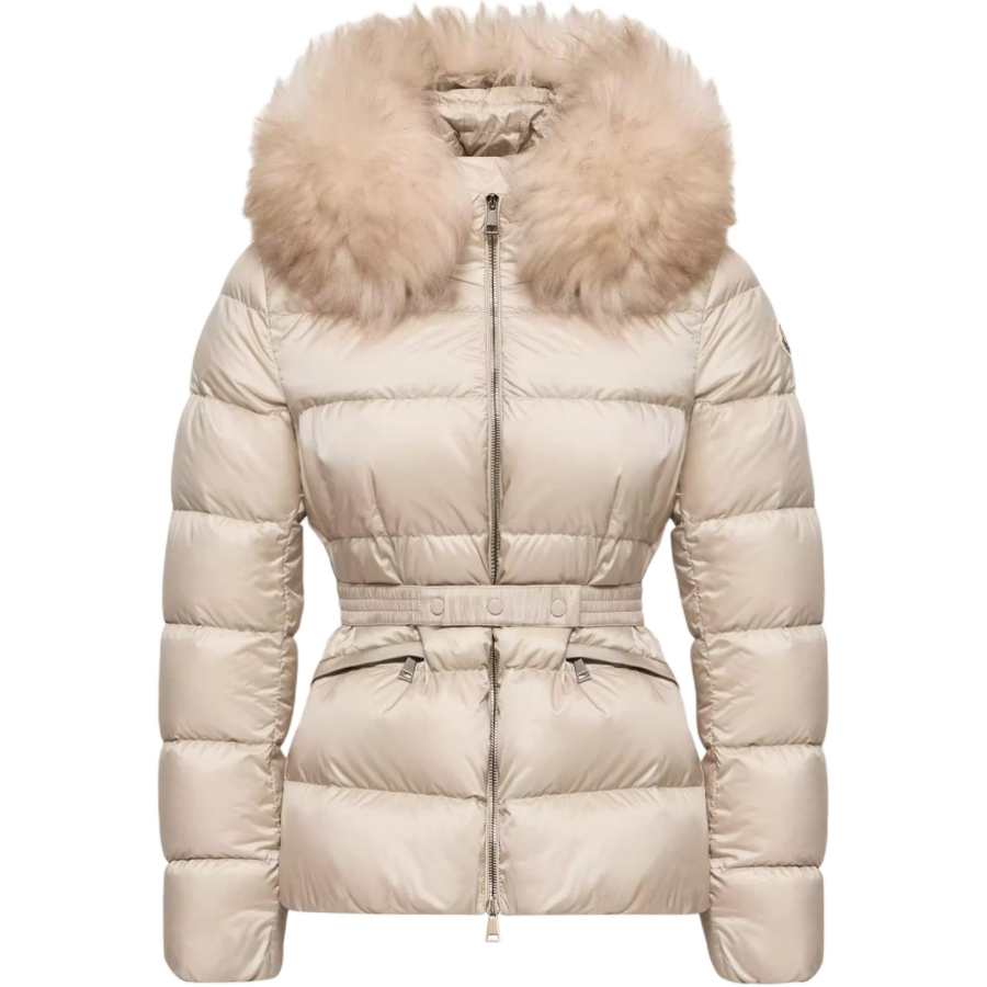 Moncler Boed Down Jackets Women's Light Beige Hooded Non Detachable