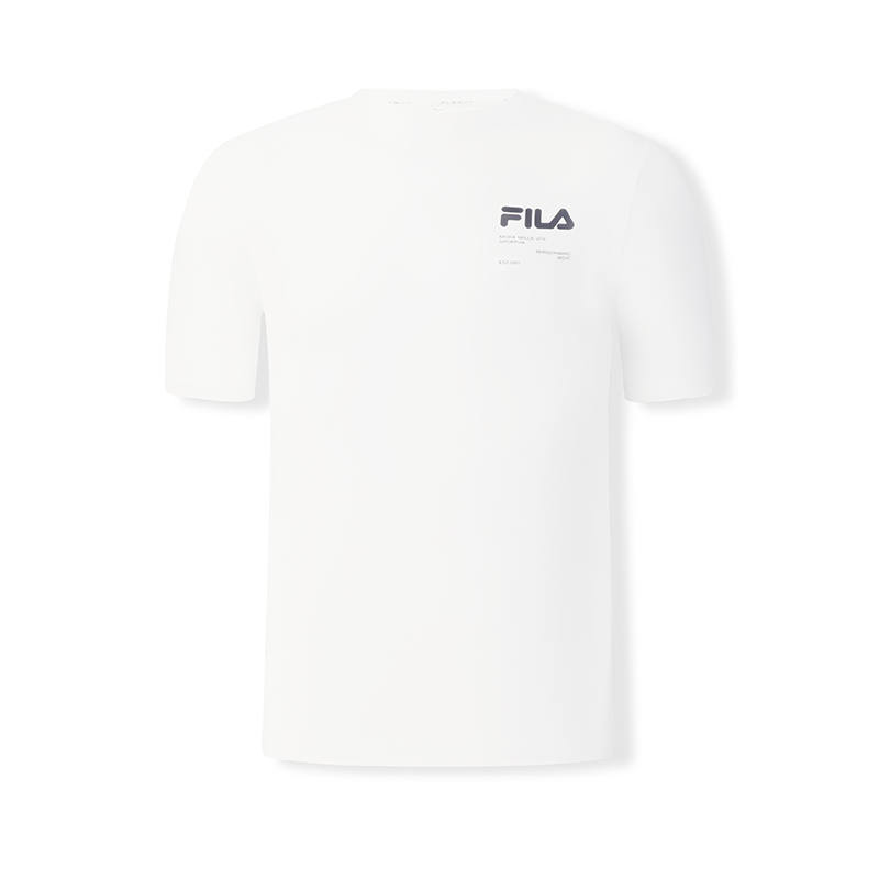 FILA Fitness T Shirts Men's Jade White Crew Neck Moderate Straight Fit