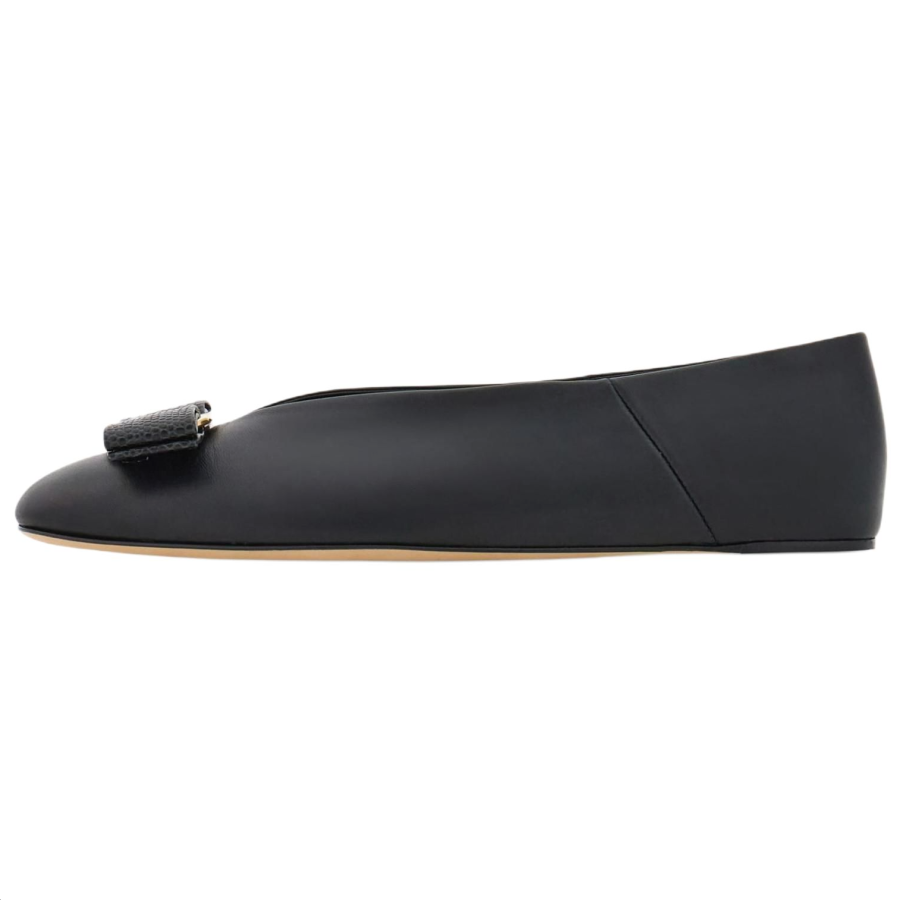 FERRAGAMO Vanna Leather Casual Shoes 0.5cm Women's Black